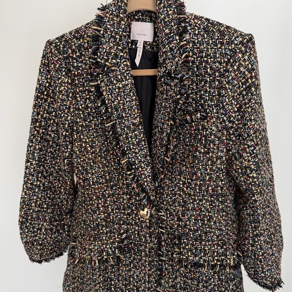 Cinq a Sept Khloe Tweed Blazer Multi Colored Heart Buttons Size 6 - Picture 4 of 15